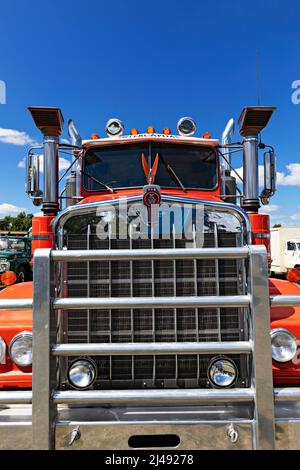 Trucks Australia /  Front view of a Kenworth truck  in the 1850`s gold mining town of Clunes in Victoria Australia. Stock Photo